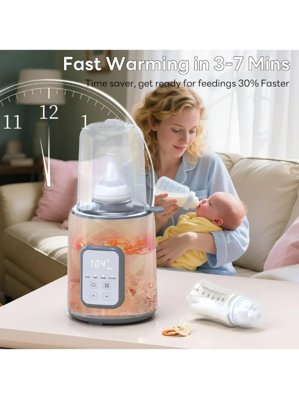 8-in-1 Fast Baby Bottle Warmer | Multifunctional for Breastmilk & Formula, Auto
